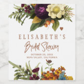 Herbstfall rostes Brautparty aus geblümtem Kupfer Weinetikett (Einzelnes Label)