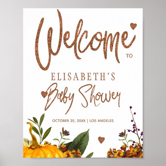 Herbstfall rostige Blütendusche Begrüßungszeichen Poster (Vorne)