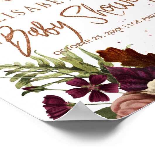 Herbstfall rostige Blütendusche Begrüßungszeichen Poster (Ecke)