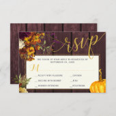 Herbstfall rustikale burgundische Scheune Hochzeit RSVP Karte (Vorne/Hinten)