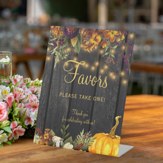 Herbstfall rustikale Gastgeschenke Hochzeit Sockelschild