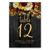 Herbstfall rustikale Holz Hochzeit Tischnummer (Rückseite)