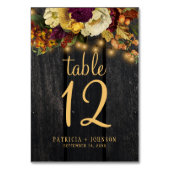 Herbstfall rustikale Holz Hochzeit Tischnummer (Vorderseite)