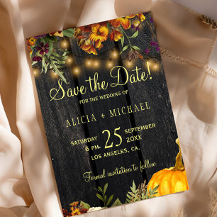 Herbstfall rustikale Holzhochzeit Save The Date