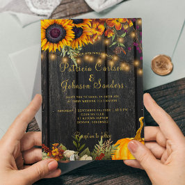 Herbstfall rustikale Stallholzernte Hochzeit Einladung