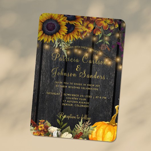Herbstfall rustikale Stallholzernte Hochzeit Einladung