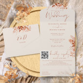 Herbstfall Rustikaler QR-Code Hochzeit All In One Einladung