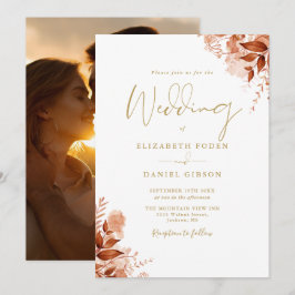 Herbstfall Rustikales Foto Chic Goldene Hochzeit Einladung