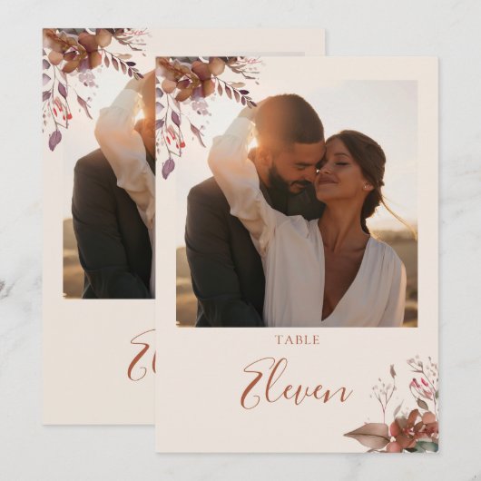 Herbstfall Rustikales Foto Tischnummer (Vorne/Hinten)