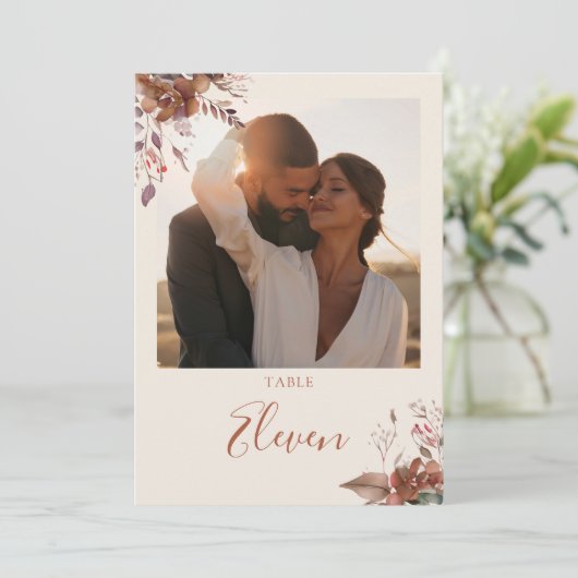 Herbstfall Rustikales Foto Tischnummer (Stehend Vorderseite)