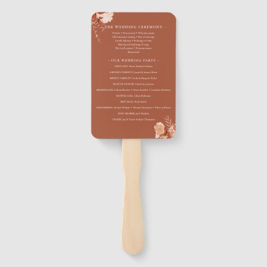 Herbstfall Rustikales Hochzeitsprogramm Fächer (Rückseite)