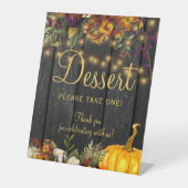 Herbstfall rustikales Holz Hochzeitsdessert Zeiche Sockelschild (Vorderseite)