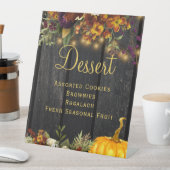 Herbstfall rustikales Holz Hochzeitsdessert Zeiche Sockelschild (In Situ)