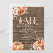 Herbstfall rustikales Holz mit Babydusche in der L Einladung (Vorderseite)