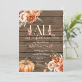 Herbstfall rustikales Holz mit Babydusche in der L Einladung (Stehend Vorderseite)