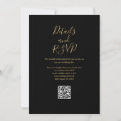 Herbstfall Schwarz und Gold QR Code Hochzeit Einladung (Rückseite)
