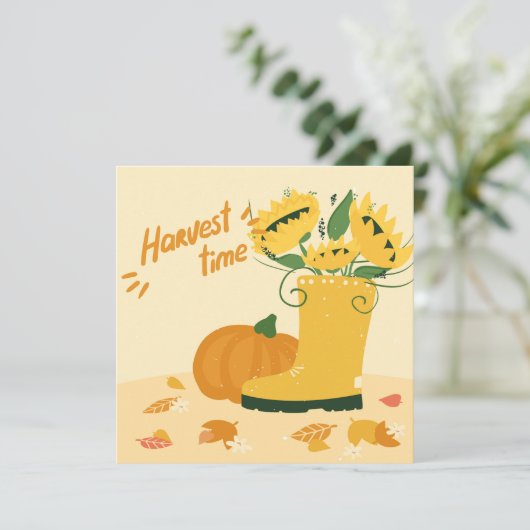 Herbstfall Sonnenblume Grußkarte (Stehend Vorderseite)