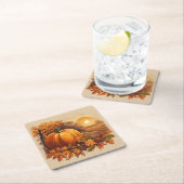 Herbstfall Sonnenuntergang mit Pumpkin Rechteckiger Pappuntersetzer (Vor Ort)