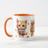 Herbstfall Tier Adorable Cat Personalisiert Tasse (Links)