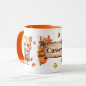 Herbstfall Tier Adorable Cat Personalisiert Tasse (Vorderseite Links)