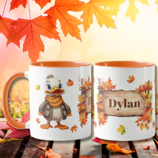 Herbstfall Tier Adorable Ente Personalisiert Tasse