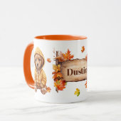Herbstfall Tier Adorable Hund Personalisiert Tasse (Vorderseite Links)