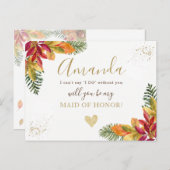 Herbstfall Trauzeugin oder BRIDESMAID-Vorschlag Einladungspostkarte (Vorne/Hinten)