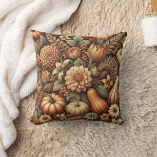 Herbstfall Vintager floraler Erntedank Pumpkin Kissen
