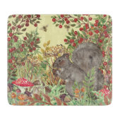 Herbstfall Waldhirnhörnchen Blätter Rustikal Gelb Schneidebrett (Vorderseite)