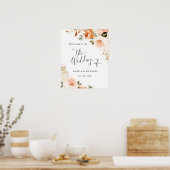 Herbstfall Wasserfarbe Blume Begrüßung Hochzeit Poster (Küche)