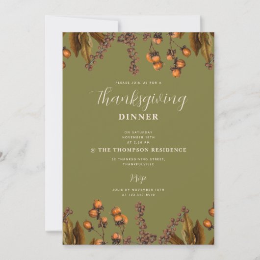 Herbstfall Wasserfarbe Folien Erntedank Abendessen Einladung (Vorderseite)