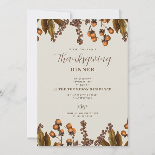 Herbstfall Wasserfarbe Folien Erntedank Abendessen Einladung (Vorderseite)