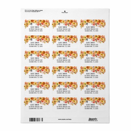 Herbstfall Wasserfarben Bläserne schlichte Hochzei Adressaufkleber (Vorne)