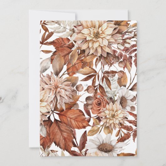 Herbstfall Wasserfarben Blütendusche Einladung (Rückseite)