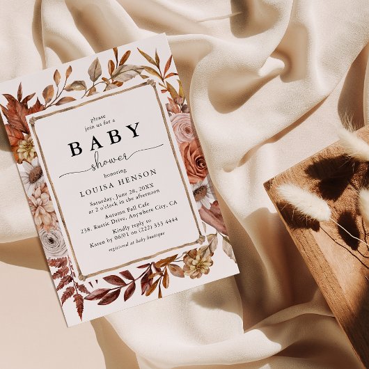 Herbstfall Wasserfarben Blütendusche Einladung