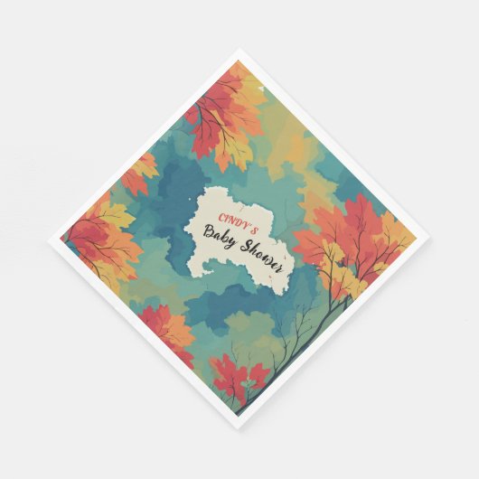 Herbstfall Wasserfarben Blütendusche Serviette (Ecke)