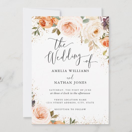 Herbstfall Wasserfarbeneihe Blume Einladung (Vorderseite)