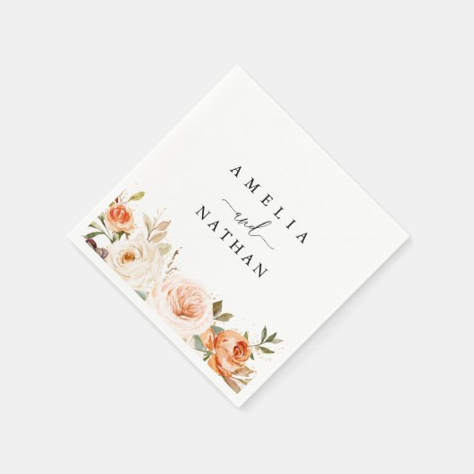 Herbstfall Wasserfarbeneihe Blume Serviette (Ecke)