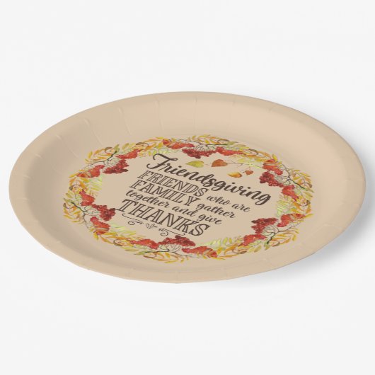 Herbstfall Wasserfarbenfrohe Berry Blätter Freundl Pappteller (Schrägansicht)