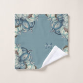 Herbstfall Wasserfarbenkürbis Rustikales Dusty Blu Badhandtuch Set (Waschlappen)
