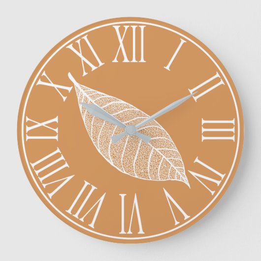 Herbstfall Weißes Leaf Skelett Große Wanduhr (Vorderseite)