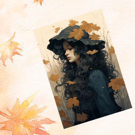 Herbstfallen Ahorn-Blätter Liebliche Girl Seidenpapier