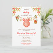 Herbstfallen Apple Kleidung Linie Babydusche Einladung (Stehend Vorderseite)