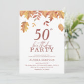 Herbstfallen Blätter 50. Geburtstag Einladung (Stehend Vorderseite)