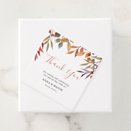 Herbstfallen Blattfarbe Wasserfarbe Hochzeit Danke Geschenkanhänger (Beispiel)