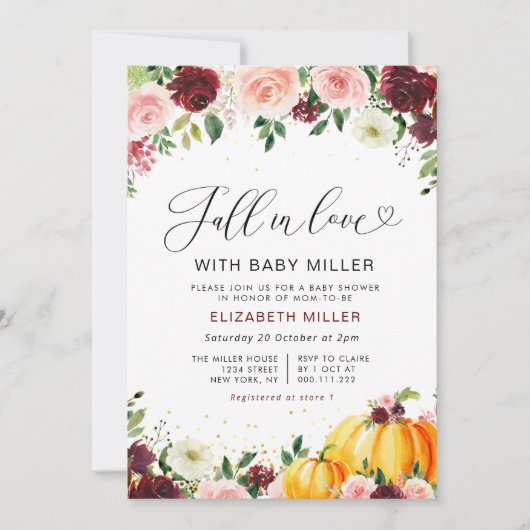 Herbstfallen der Blütendusche der Liebe Einladung (Vorderseite)