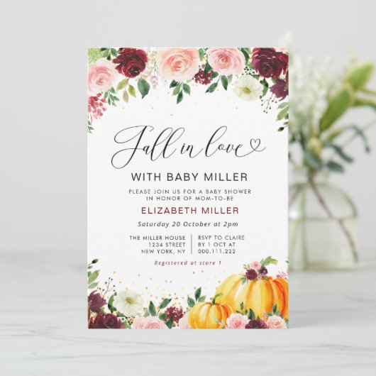 Herbstfallen der Blütendusche der Liebe Einladung (Stehend Vorderseite)