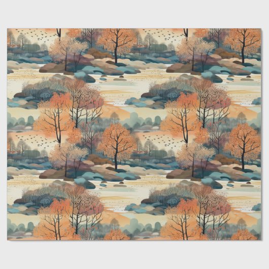 Herbstfallen Farbige Bäume Nr. 3 Geschenkpapier (Flach)