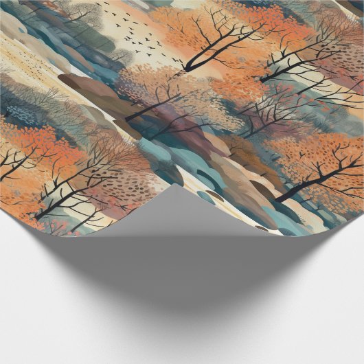 Herbstfallen Farbige Bäume Nr. 3 Geschenkpapier (Ecke)