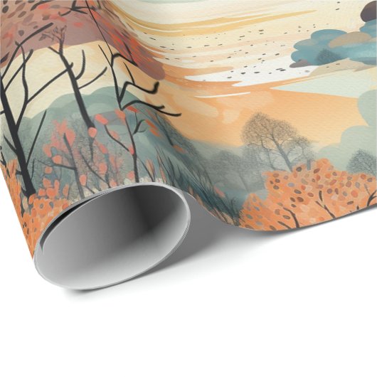 Herbstfallen Farbige Bäume Nr. 3 Geschenkpapier (Rolleneckpunkt)